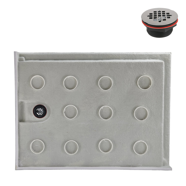 Glossy Black 48 x 36 Acrylic Corner Shower Base with Right Drain