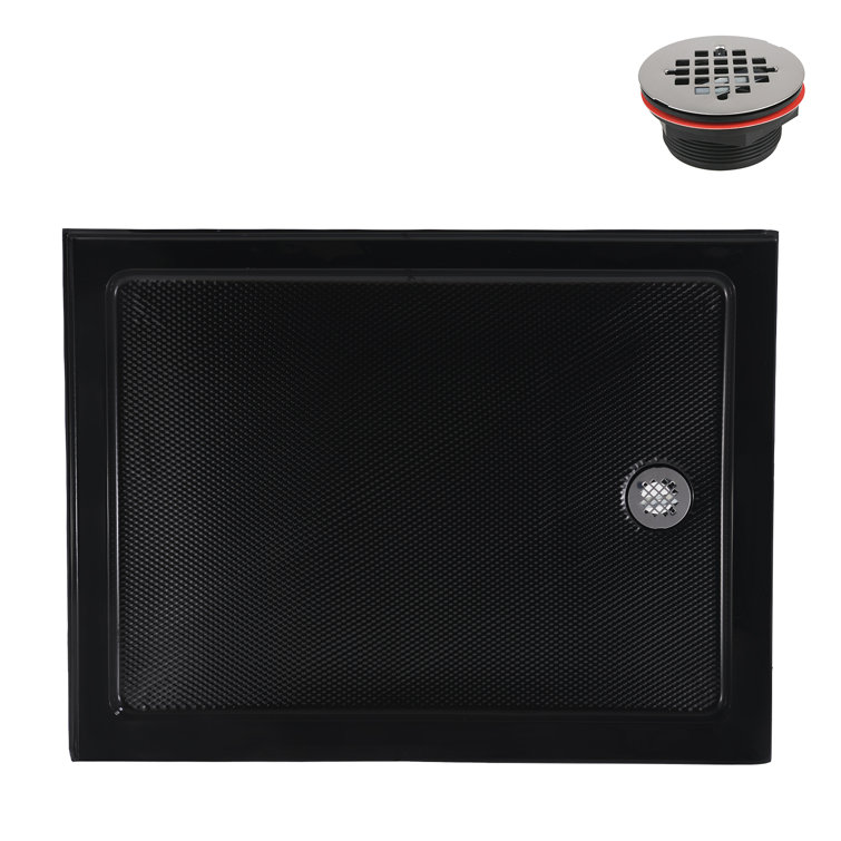 Glossy Black 48 x 36 Acrylic Corner Shower Base with Right Drain