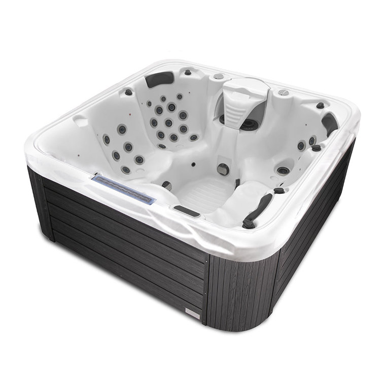 Hollywood 5-Person Ice White and Gray Hot Tub with LED Lights
