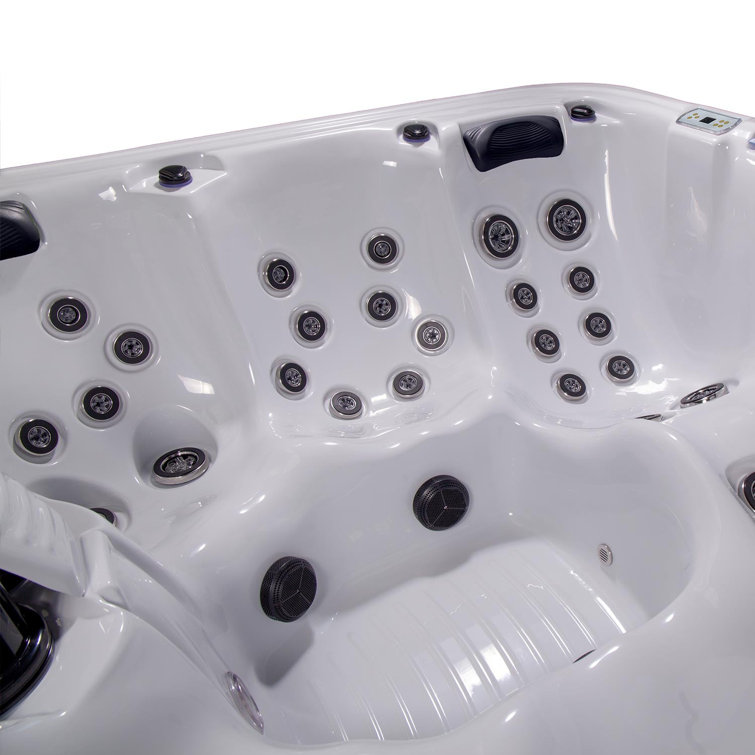 Hollywood 5-Person Ice White and Gray Hot Tub with LED Lights