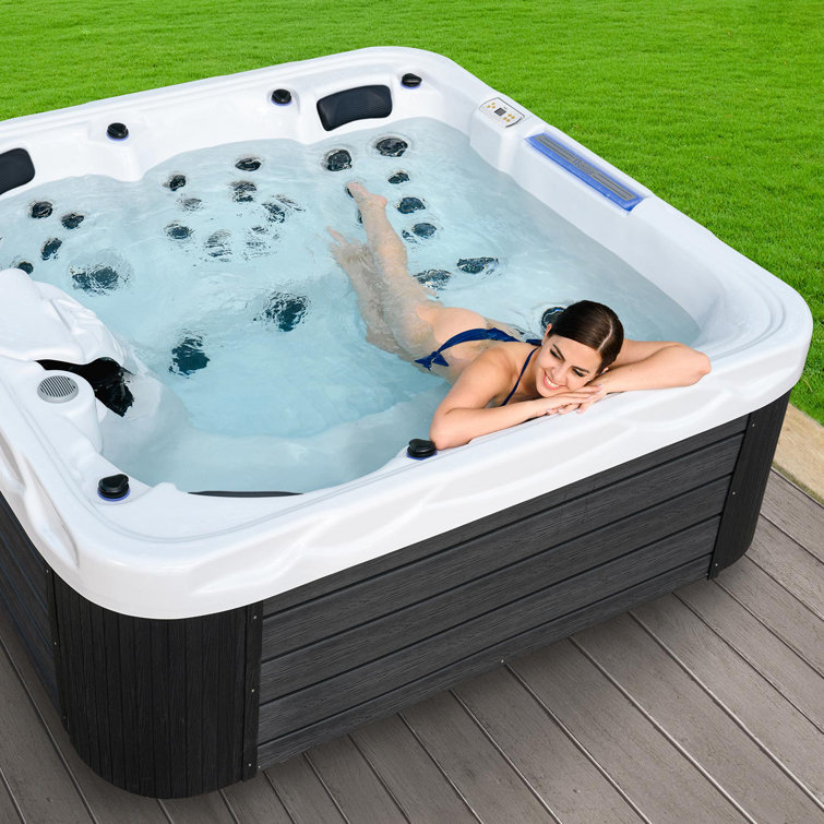 Hollywood 5-Person Ice White and Gray Hot Tub with LED Lights