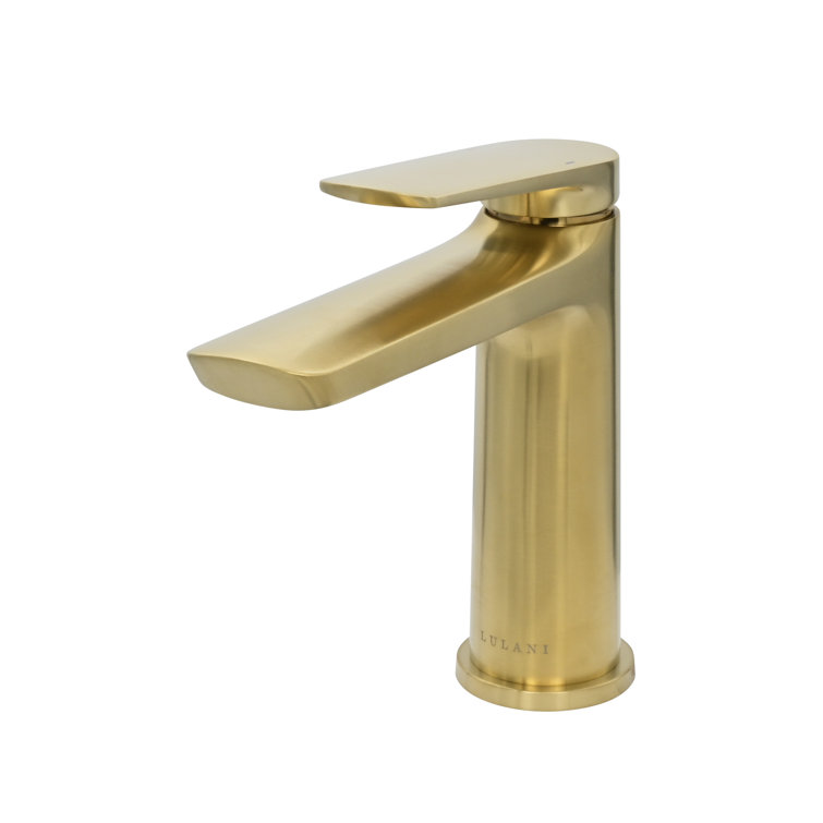 Brushed Gold Single-Handle Brass Bathroom Faucet with Drain Kit