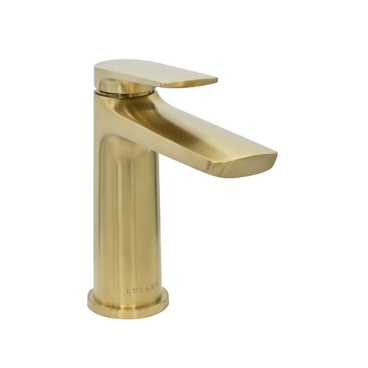 Brushed Gold Single-Handle Brass Bathroom Faucet with Drain Kit