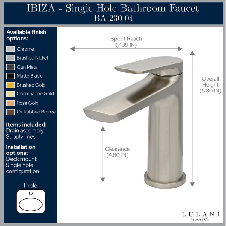 Brushed Gold Single-Handle Brass Bathroom Faucet with Drain Kit