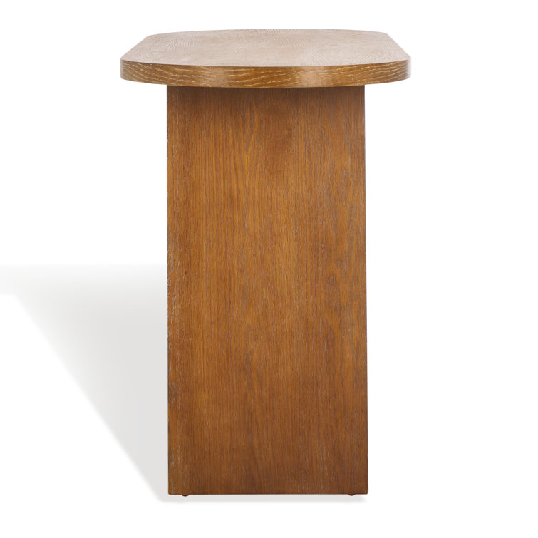Rustic Oak Wood Console Table with Storage Shelf