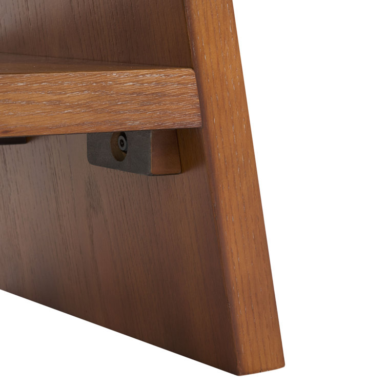 Rustic Oak Wood Console Table with Storage Shelf