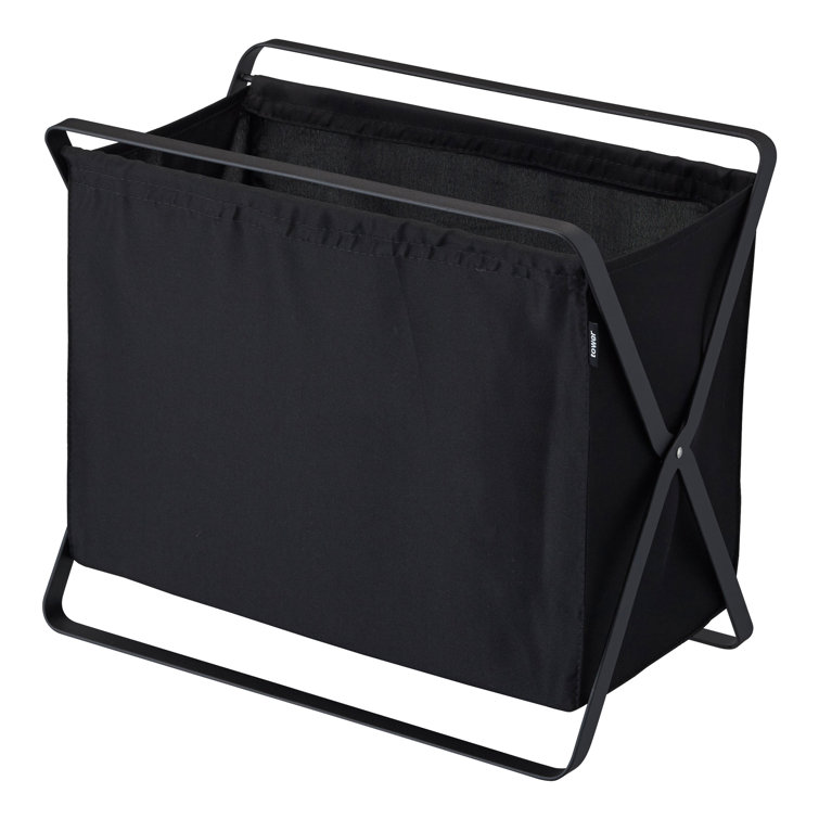 Compact Collapsible Steel Frame Laundry Hamper with Handles, Black