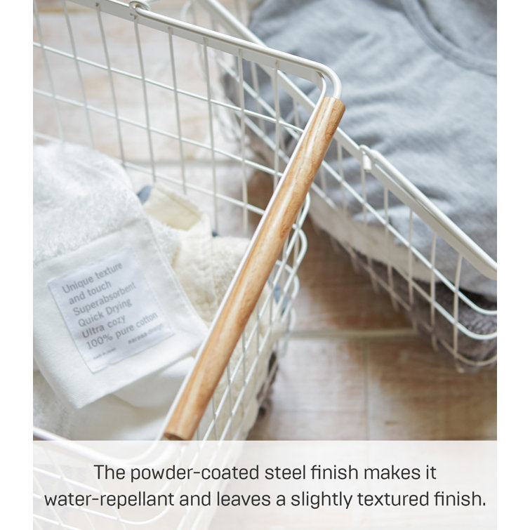 Collapsible White Frame Hamper with Wheels