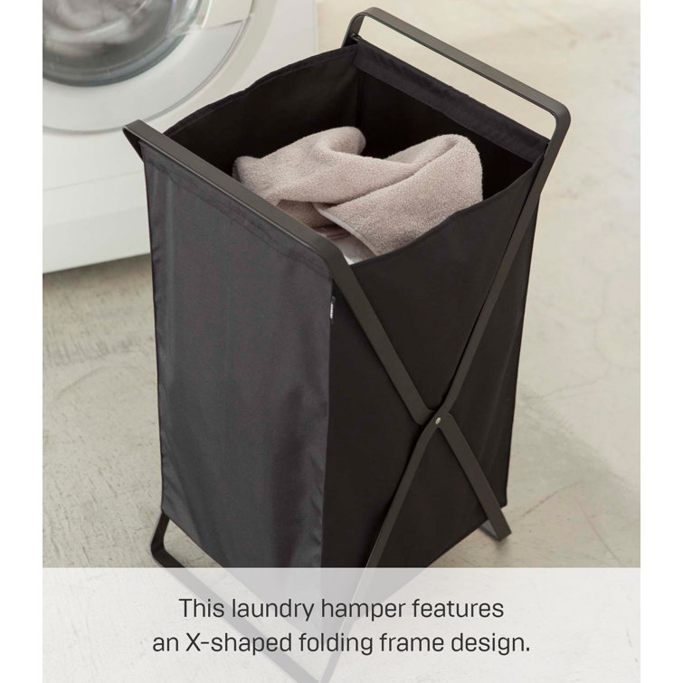 Black Collapsible Laundry Hamper with Durable Frame