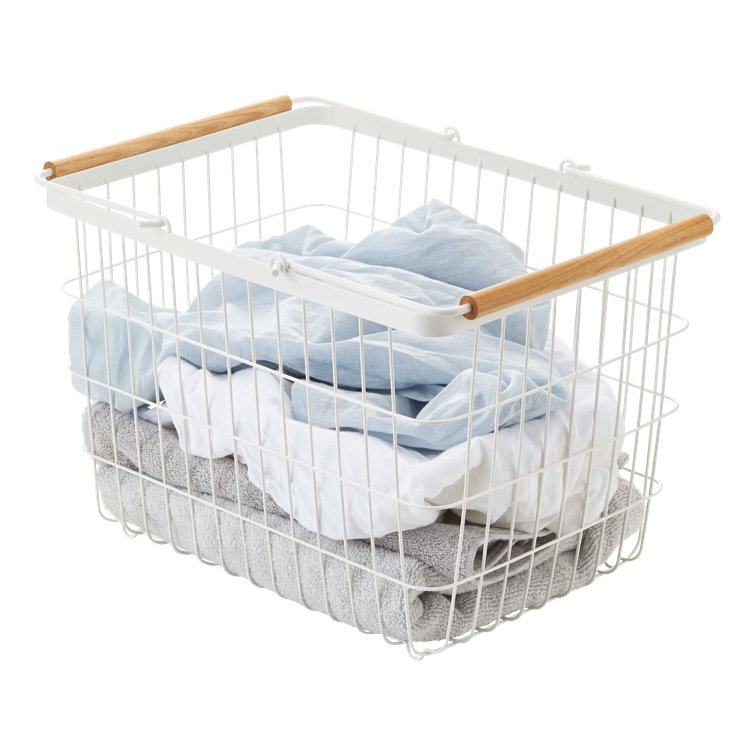 Collapsible White Frame Hamper with Wheels
