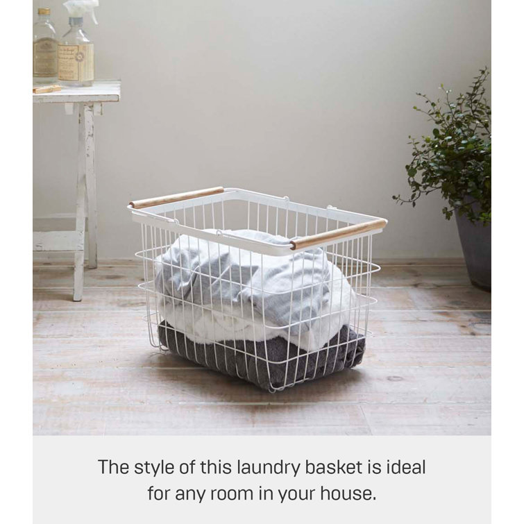 Collapsible White Frame Hamper with Wheels