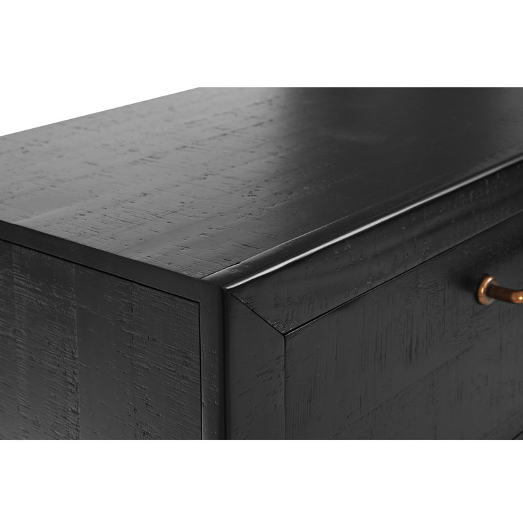 Onyx Black Mid-Century Double Dresser with Bronze Hardware