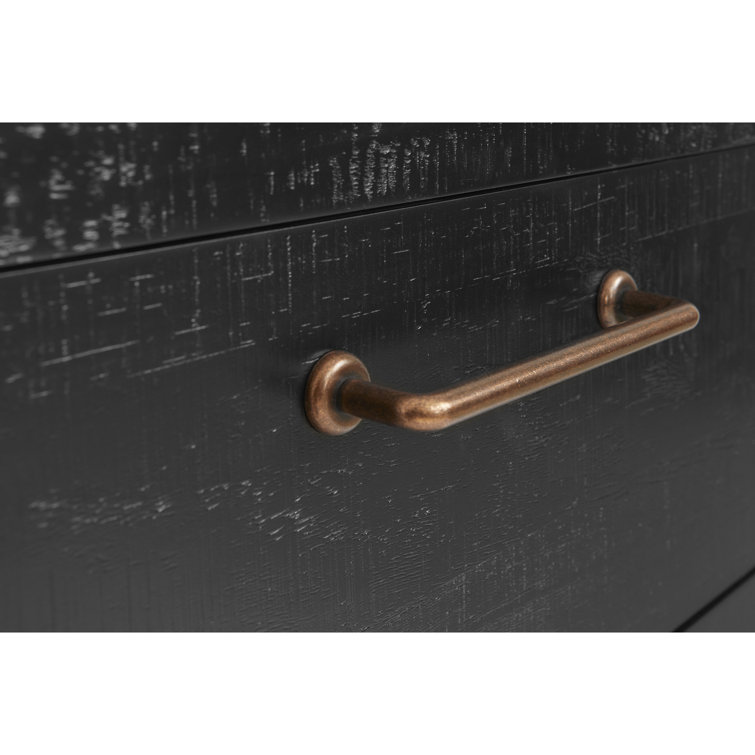 Onyx Black Mid-Century Double Dresser with Bronze Hardware