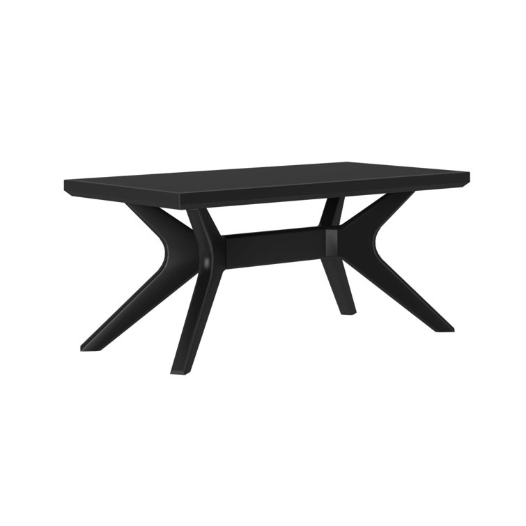 Verso Black Rectangular Wood Coffee Table with Cross Legs