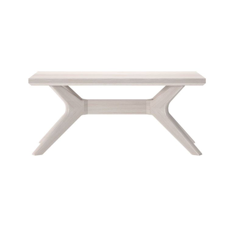 White Sand Solid Wood Cross Leg Rectangular Coffee Table, 40 Inch