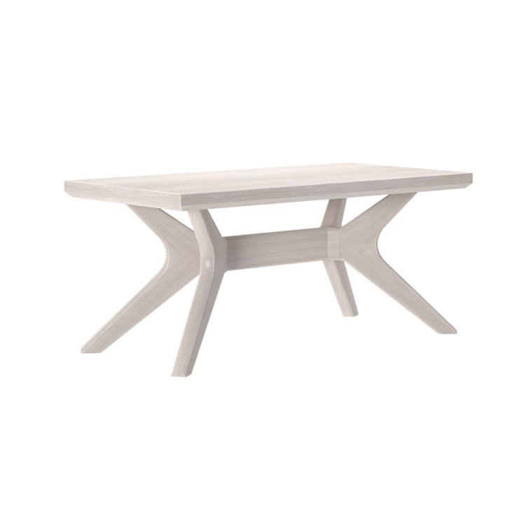 White Sand Solid Wood Cross Leg Rectangular Coffee Table, 40 Inch