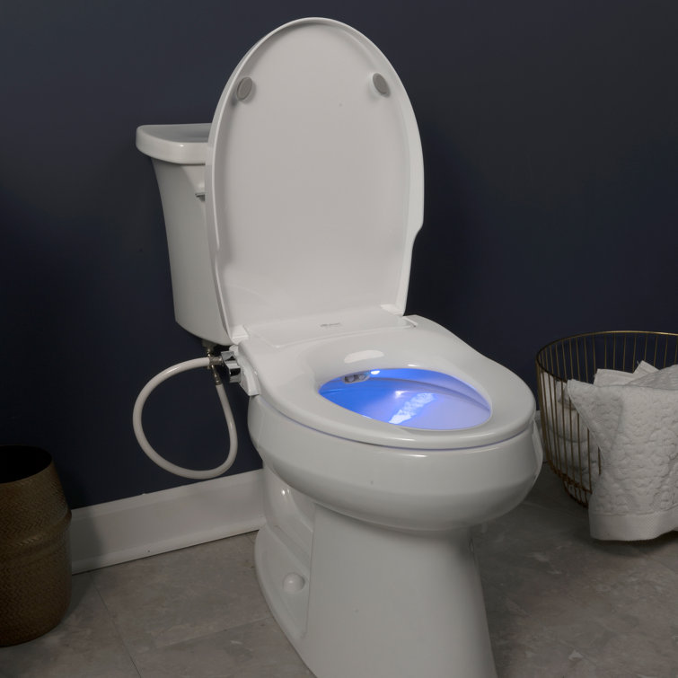 White Slim Zero Round Bidet Toilet Seat with Night Light