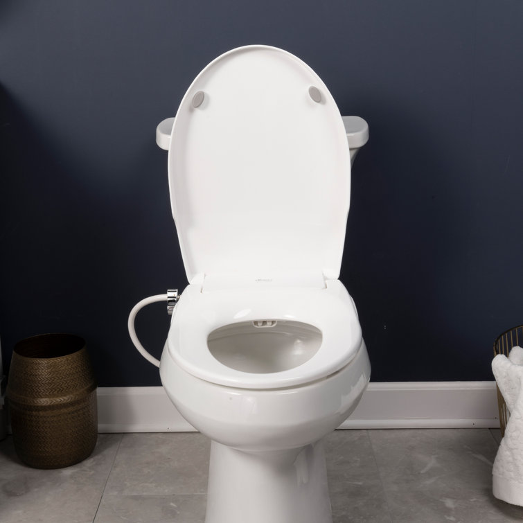 White Slim Zero Round Bidet Toilet Seat with Night Light