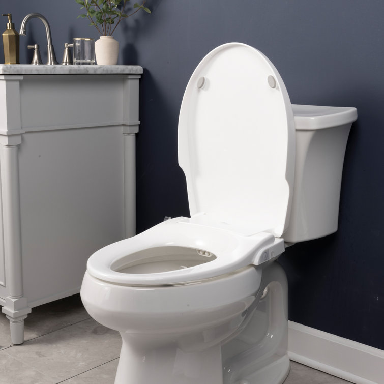 White Slim Zero Round Bidet Toilet Seat with Night Light