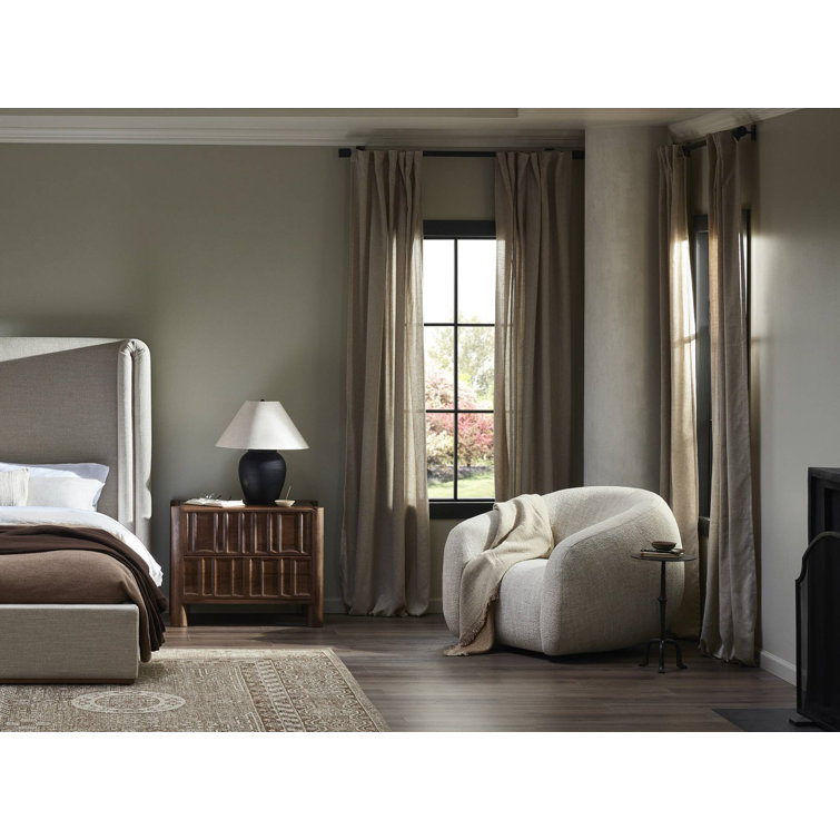 Black Terra Cotta Table Lamp with Linen Shade