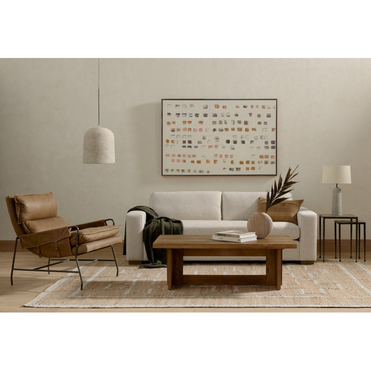 Thames Cream Performance Fabric Sofa with Washed Espresso Accents