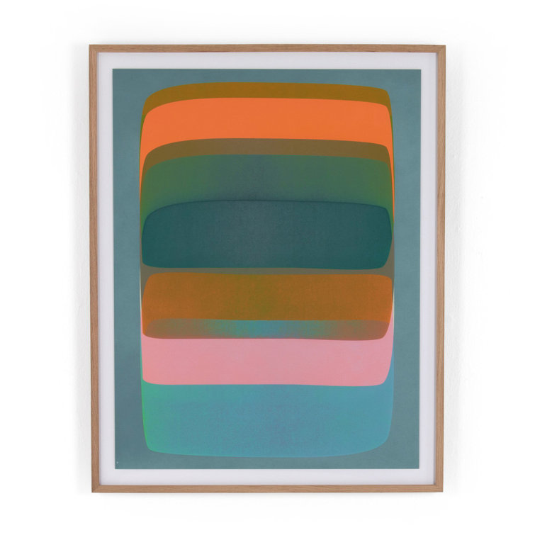 Abstract Multicolor Canvas Print with Natural Oak Frame