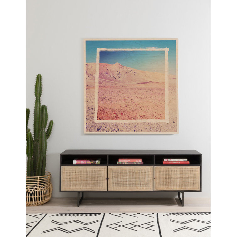 Carmel 65'' Brown Modern Media Console with Woven Cane Doors