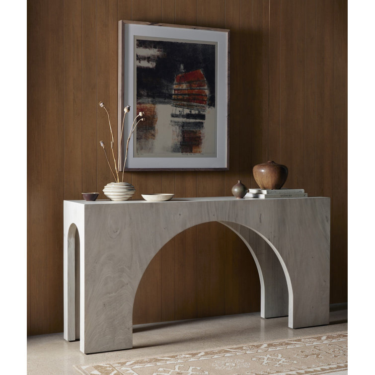 Fausto Architectural White Guanacaste 70" Console Table