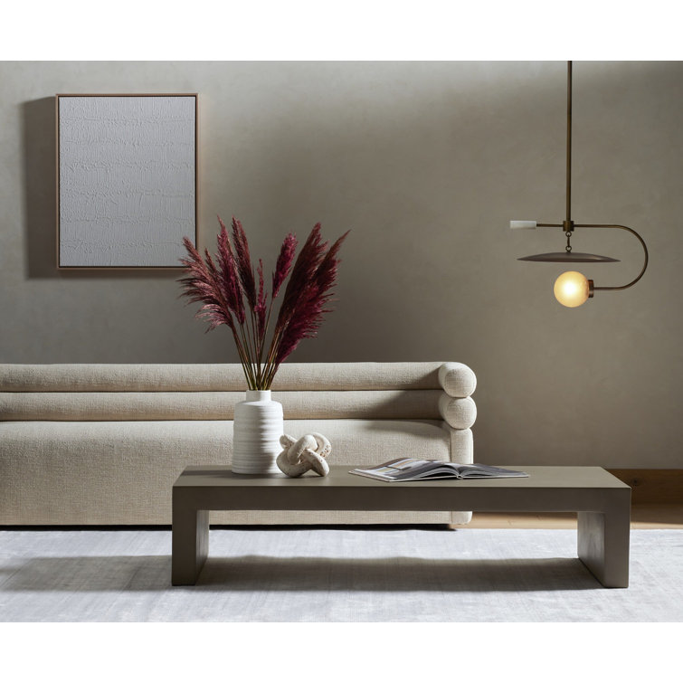 White Concrete Rectangular Industrial Coffee Table