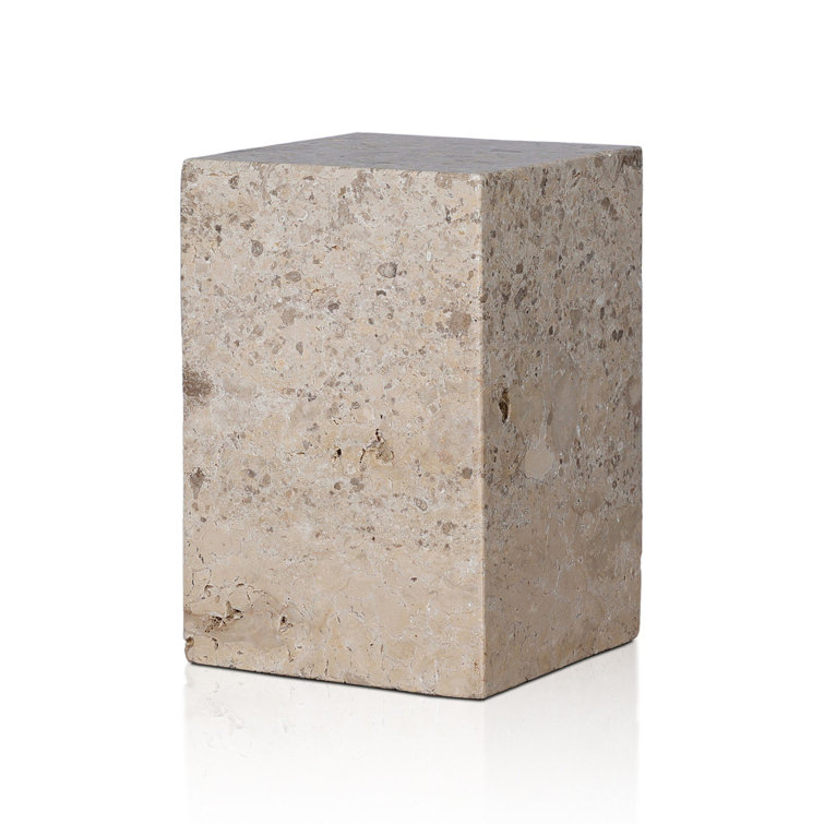 Square Brown and Gray Travertine End Table