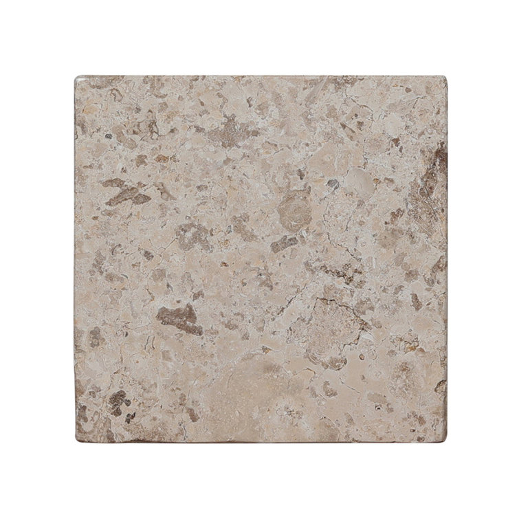 Square Brown and Gray Travertine End Table