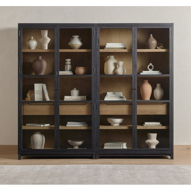 Millie Matte Black and Oak Double Display Cabinet