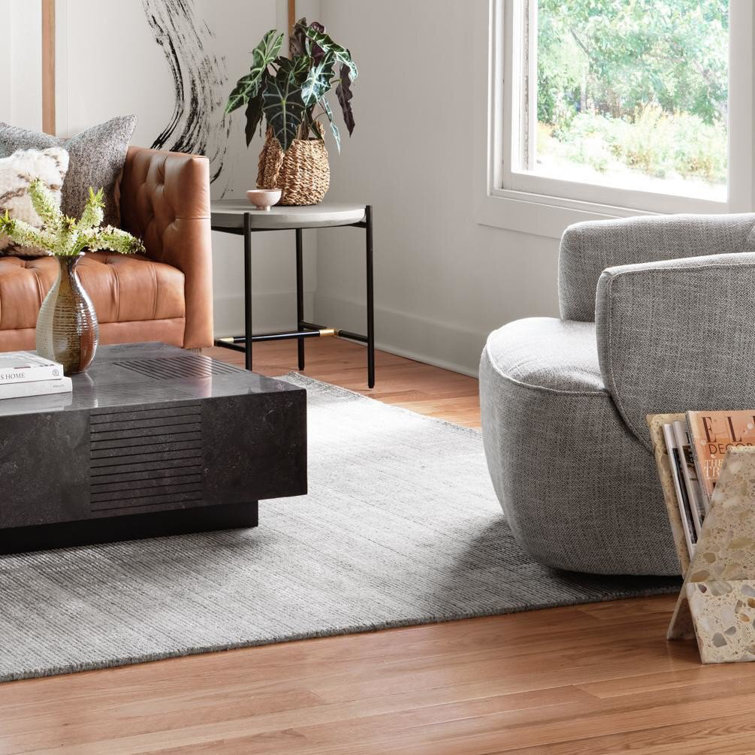 Amaud Handmade Wool-Viscose Blend Runner Rug in Grey/Beige