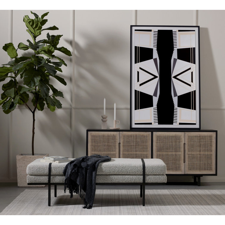 Clarita Mid-Century Modern Black Mango and Cane 72'' Sideboard