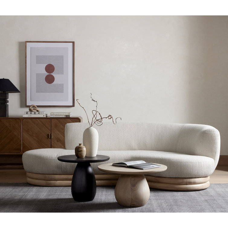 Contemporary Merla 27.5" Round Coffee Table in Natural Brown