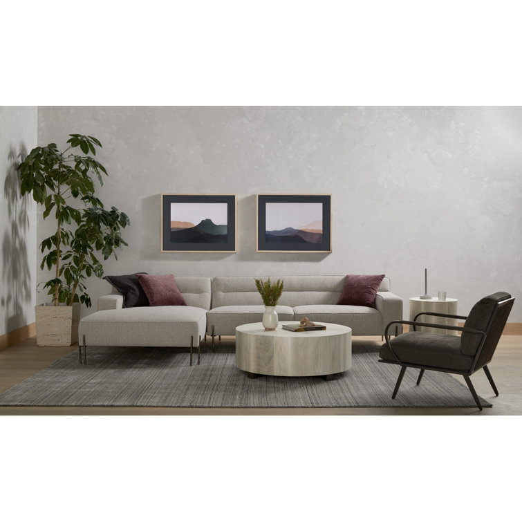 Contemporary Cream Wood Round Coffee Table, 40" Diameter