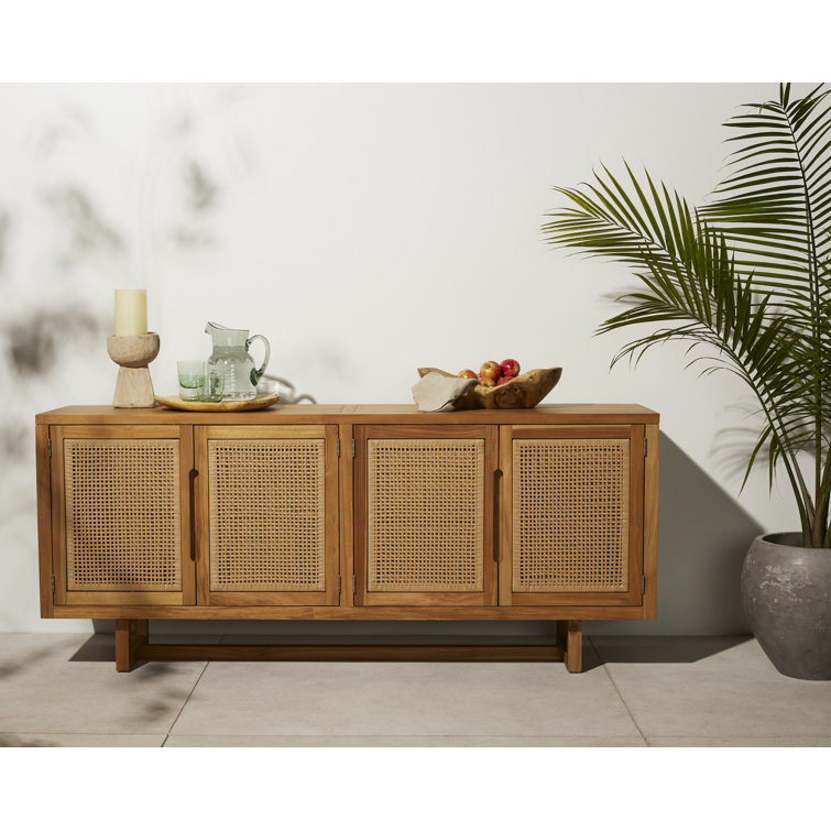 Anson Breezy Charm 72'' Natural Teak and Wicker Outdoor Sideboard