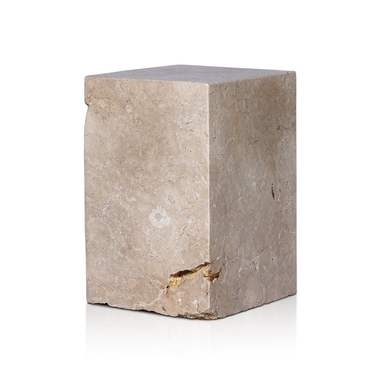 Square Brown and Gray Travertine End Table