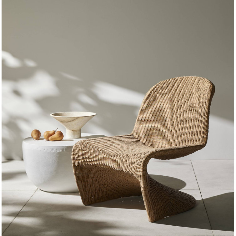 Sleek Vintage Natural Wicker 28" Outdoor Accent Chair