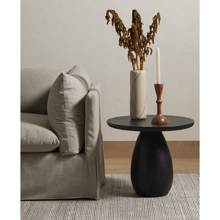 Contemporary Merla 27.5" Round Coffee Table in Natural Brown