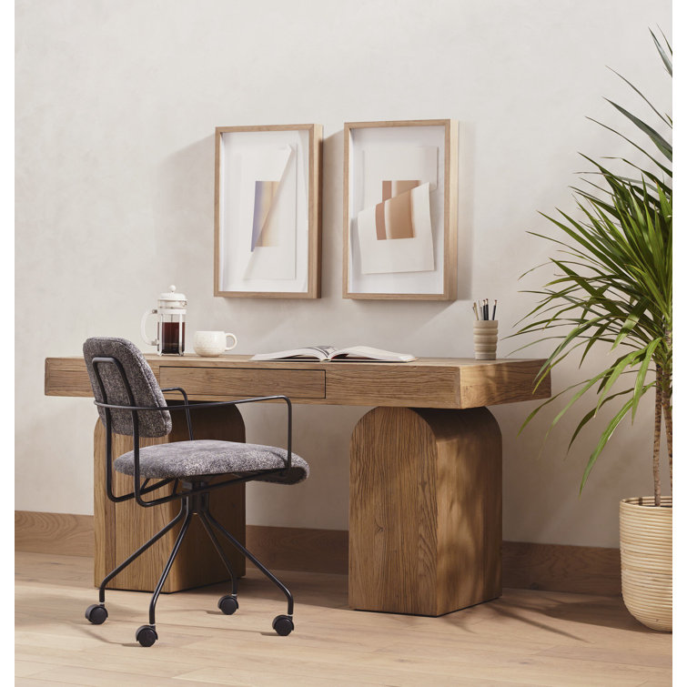 Contemporary Elm 60'' Natural Home Office Desk with Drawer