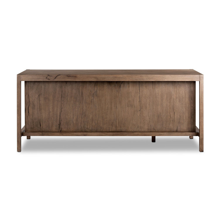 Natural Beige Wood Executive Desk with Drawers and Filing Cabinet