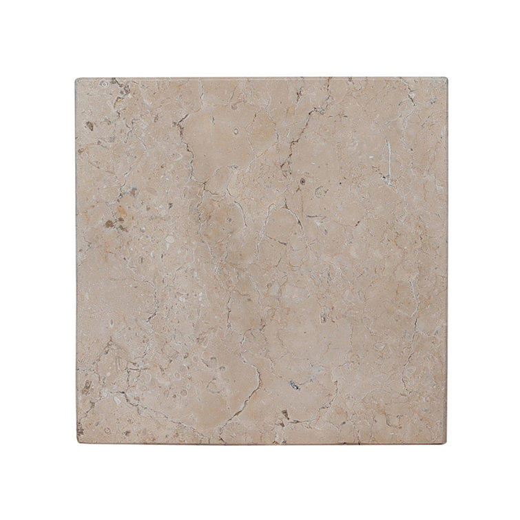 Square Brown and Gray Travertine End Table