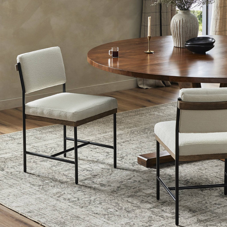 Ellie Contemporary White Leather Side Chair with Metal Frame