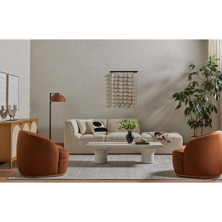 Monolithic Adobe-Inspired White Concrete Rectangular Coffee Table