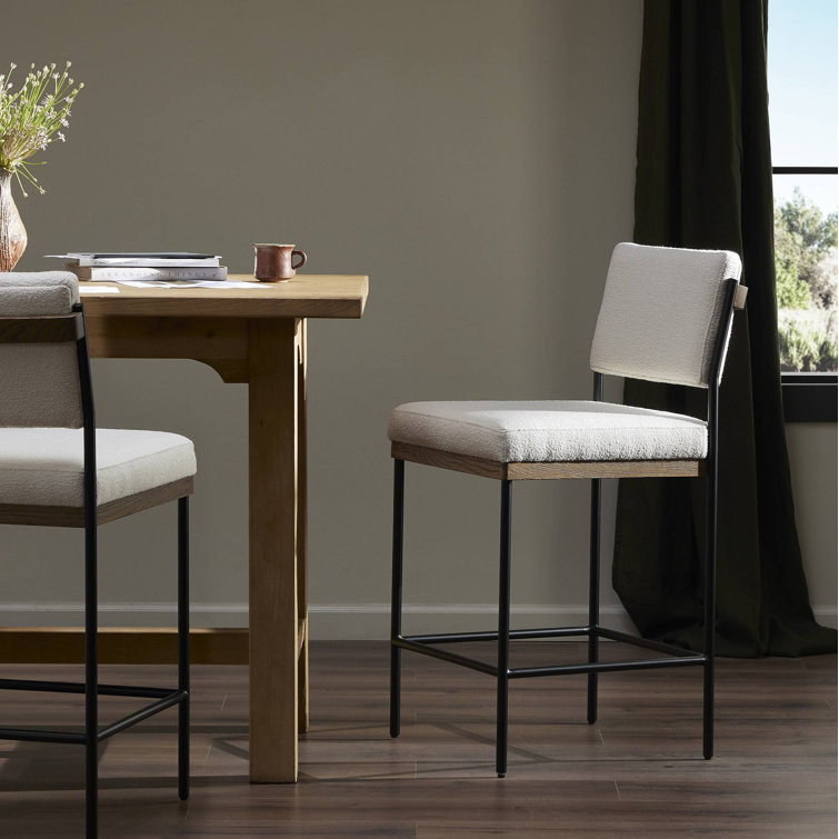 Ashford Fayette Cloud White Leather Counter Stool with Black Metal Frame