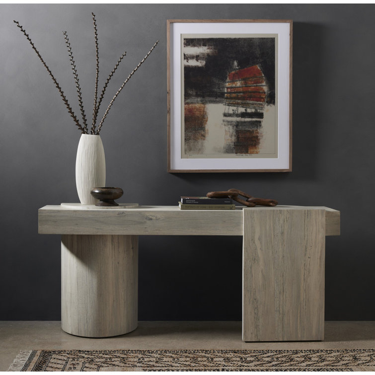 Elegant Bleached Oak Rectangular Console Table, 72" White