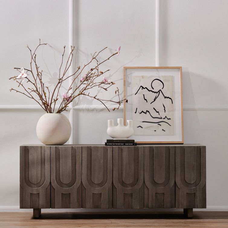 Dark Totem Black Reclaimed Wood Media Console with Cabinet
