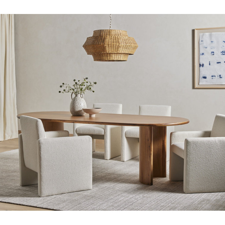 Fayette Cloud Upholstered Wood Arm Chair in White