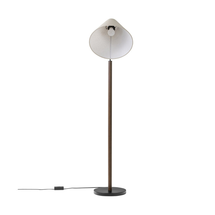 Black Adjustable Arc Floor Lamp with Linen Shade